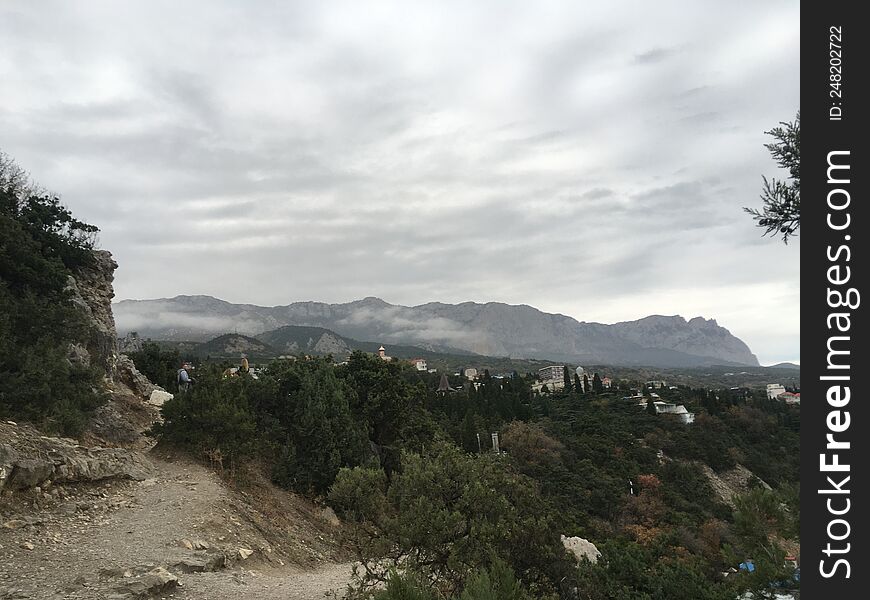 View Of The Mountains In The Fog