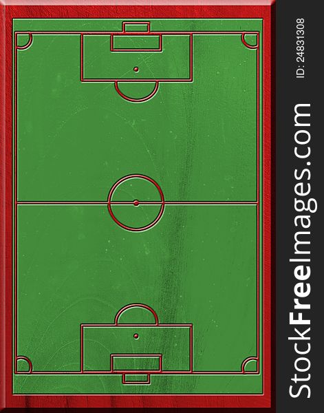 Soccer Field On Wooden Plate