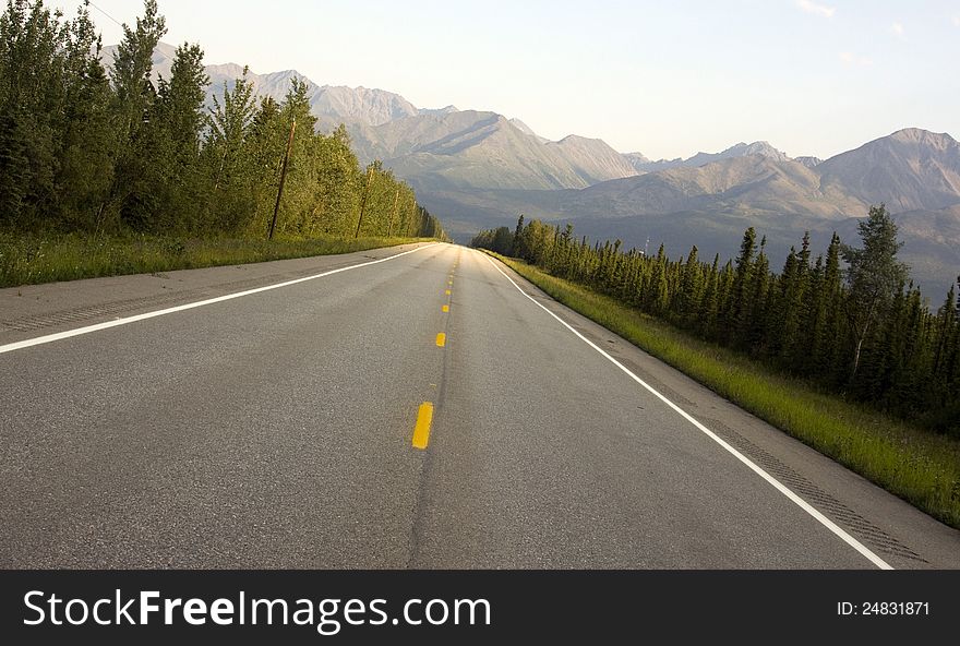 A straight away on State Hwy 2 in Alaska. A straight away on State Hwy 2 in Alaska