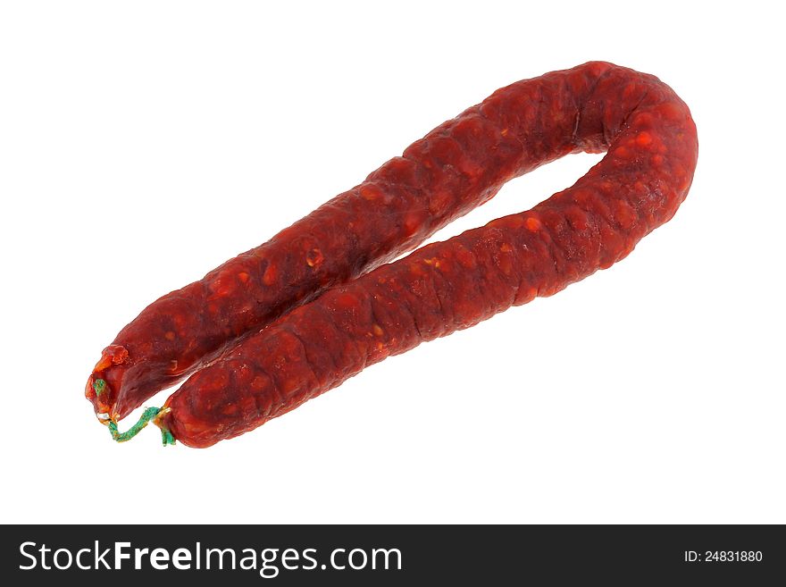 Closeup photography of fresh spicy Spanish Chorizo (Cured Paprika sausage) - Salami / Pepperoni