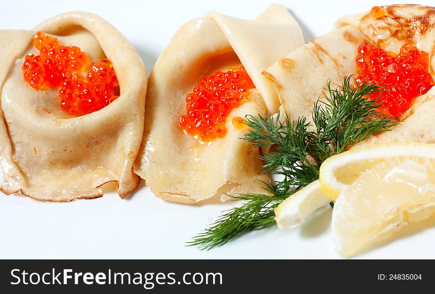 Pancakes With Red Caviar