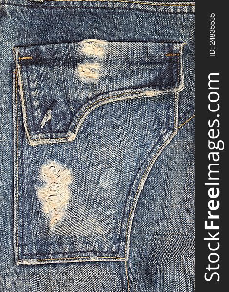Texture of Blue jeans pocket