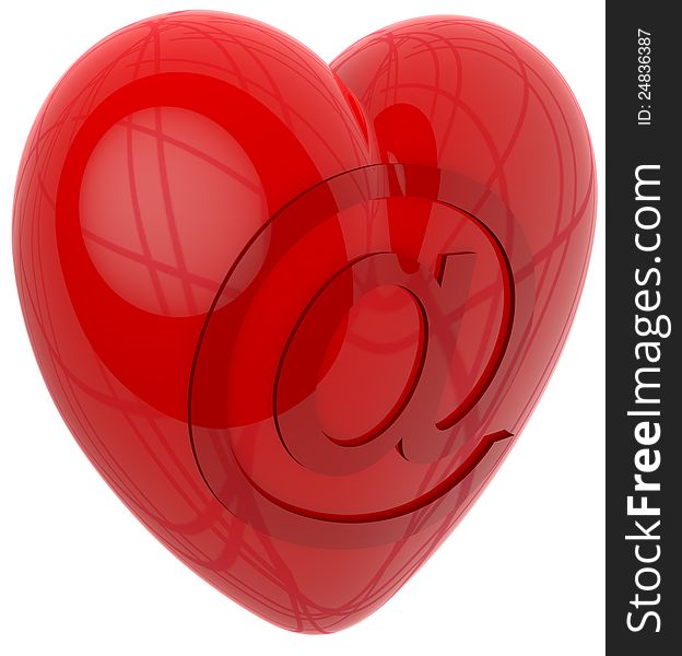 Sending 3d heart by internet email. Sending 3d heart by internet email