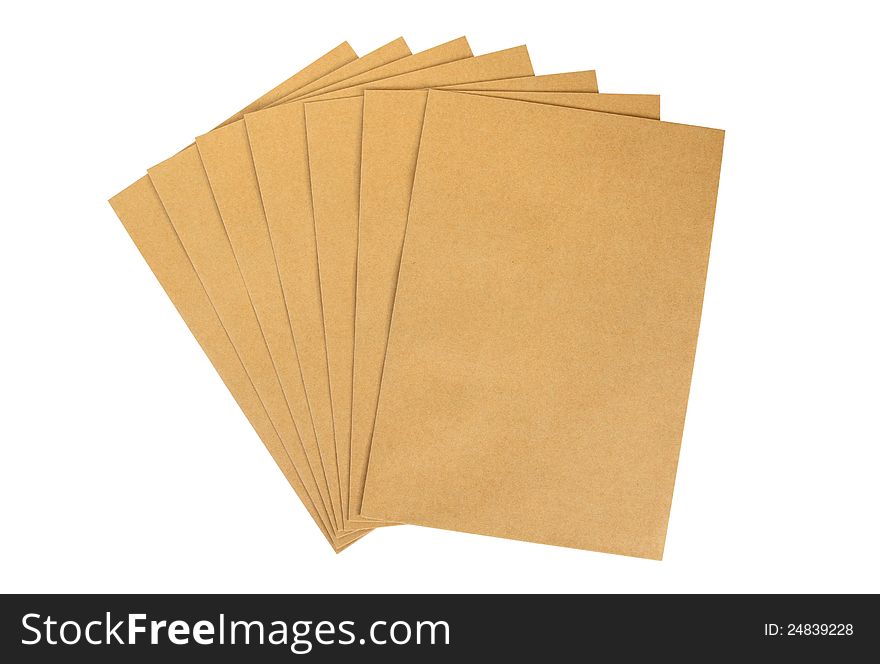 Brown envelope on white background