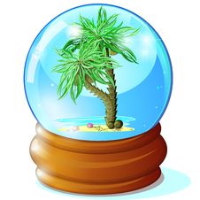 Palms In Glass Ball Royalty Free Stock Image