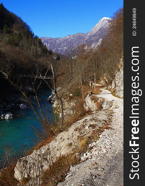 Welcome tract. Along with water from melting snow in the mountains of Slovenia. Welcome tract. Along with water from melting snow in the mountains of Slovenia.