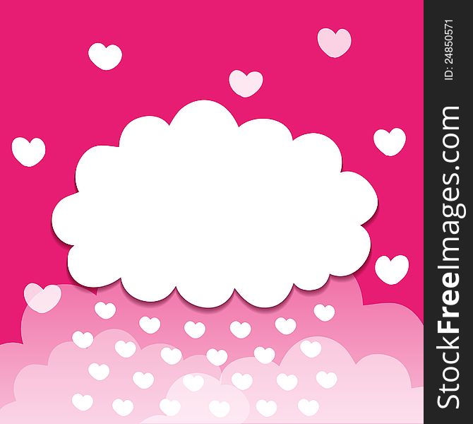 Pink cloudy hearts snowing background. Vector illustration. Pink cloudy hearts snowing background. Vector illustration