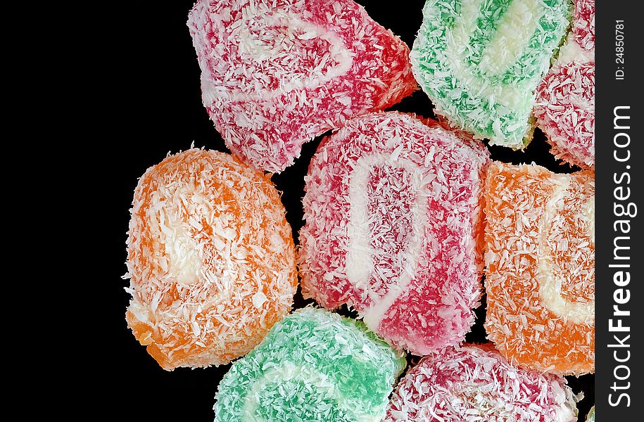 Jelly cookies isolated on black