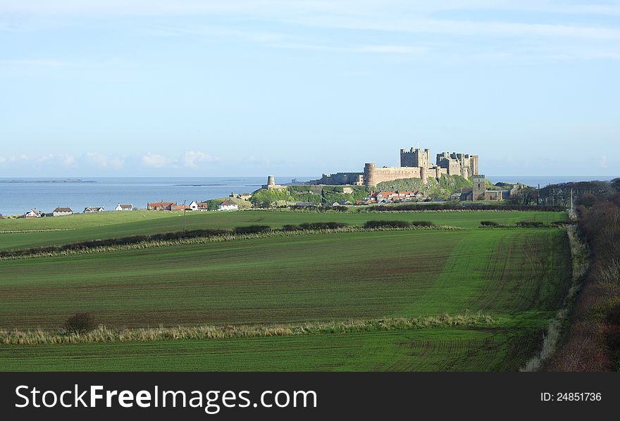 Bamburgh castle and coast of Northumberland. Bamburgh castle and coast of Northumberland