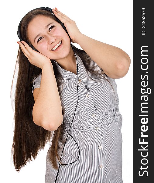 Girl Listening To Music On Headphones