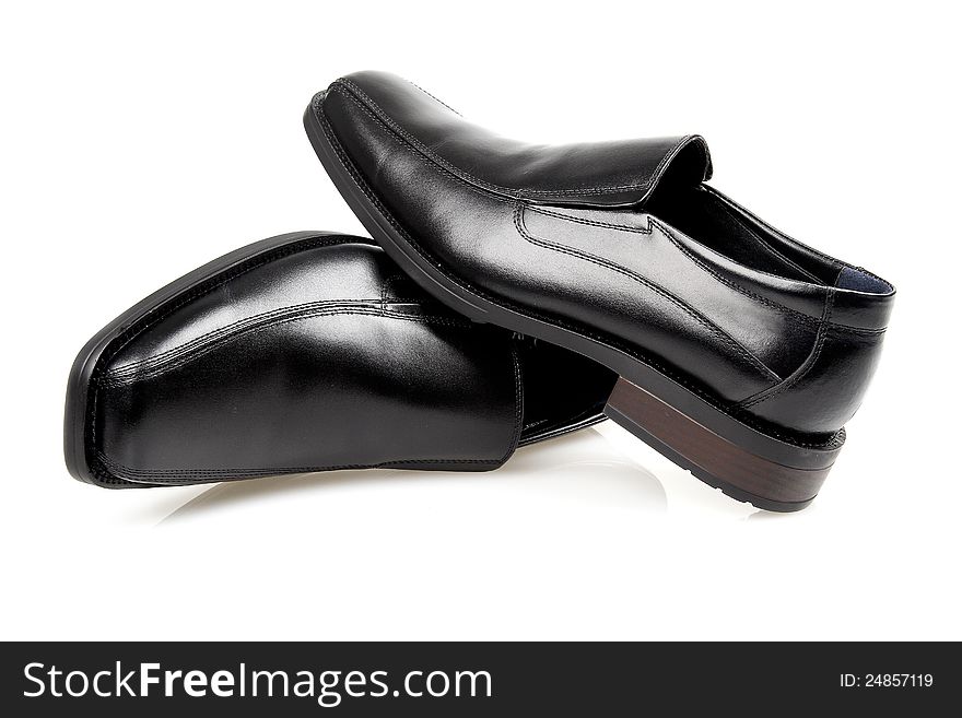 Black man's shoes on a white background. Black man's shoes on a white background.