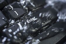 Black Enter Key Under Water, Keyboard Stock Photos Black Enter Key Under Water, Keyboard Stock Photos