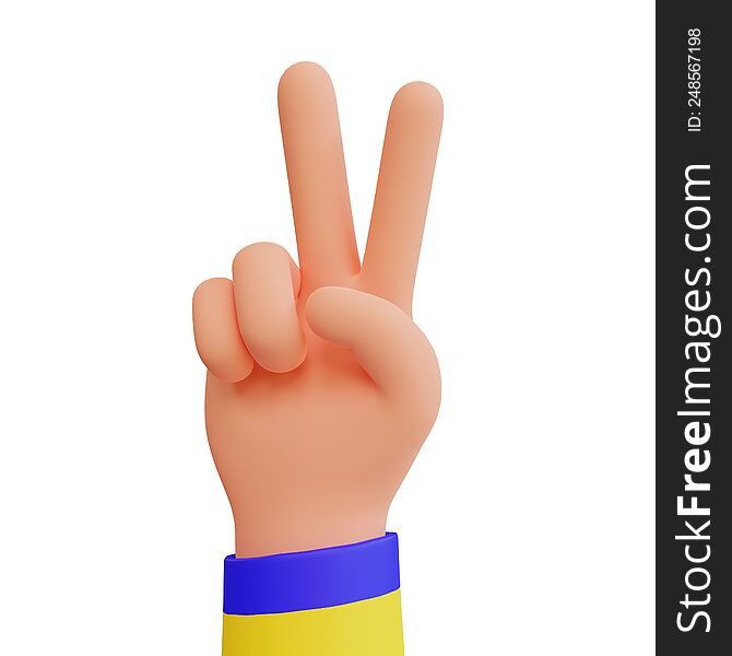 3d render hand symbol of peace
