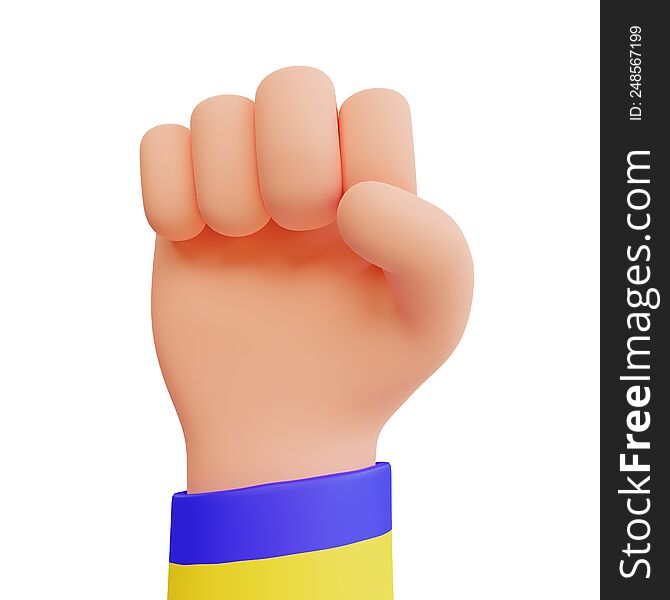 3d render hands clenched suport ukraine