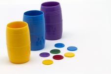 Pieces And Dice Cups Stock Photo Pieces And Dice Cups Stock Photo
