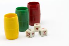 Dice Cups And Dices. Royalty Free Stock Photography