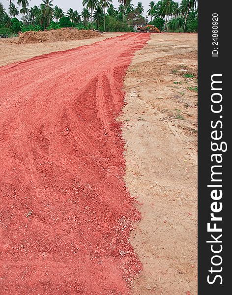 Gravel road in Construction zone