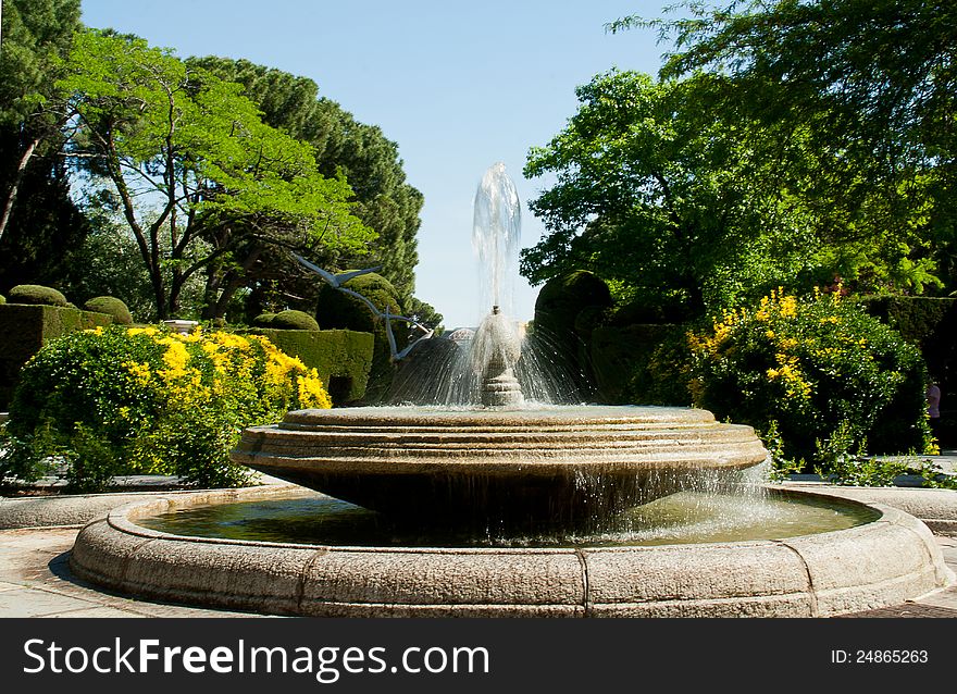 Fountain in the Buen Retiro Park Madrid Spain