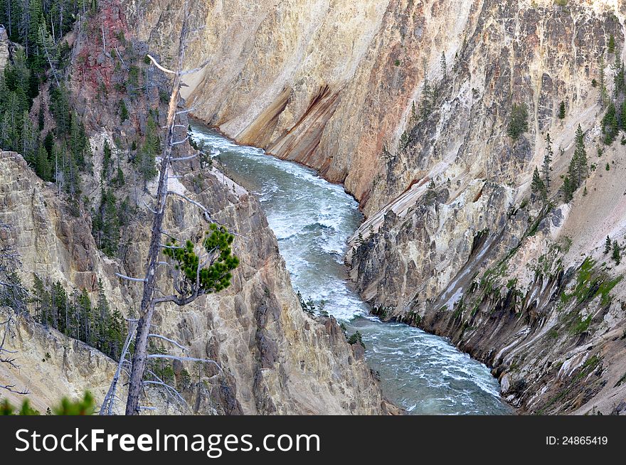 The steep walls of Yellowstone River