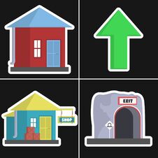 Set Of Colorful Cartoon Simple Buttons For A Mobile Video Game Royalty Free Stock Photo