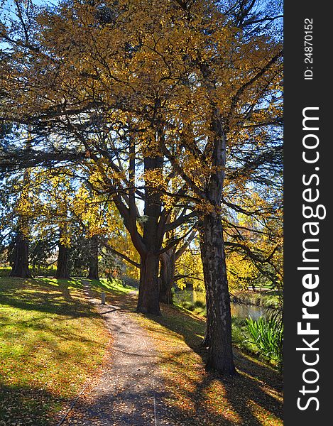 Christchurch's number one attraction - the beautiful Hagley Park featuring the Avon River and Botanic Gardens in Autumn. New Zealand. Christchurch's number one attraction - the beautiful Hagley Park featuring the Avon River and Botanic Gardens in Autumn. New Zealand