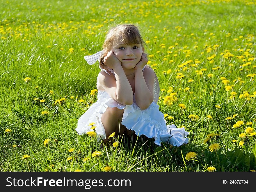 A beautiful girl sitting on grass. A beautiful girl sitting on grass