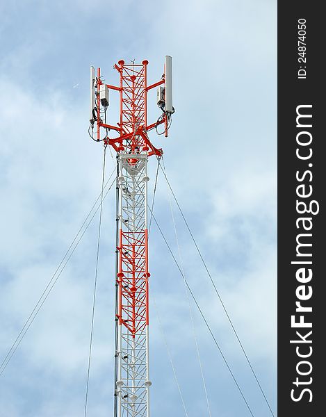 Antenna tower of communication on sky