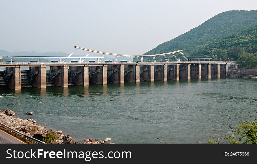 Paldang dam on Han river near Seoul (Korean Republic)