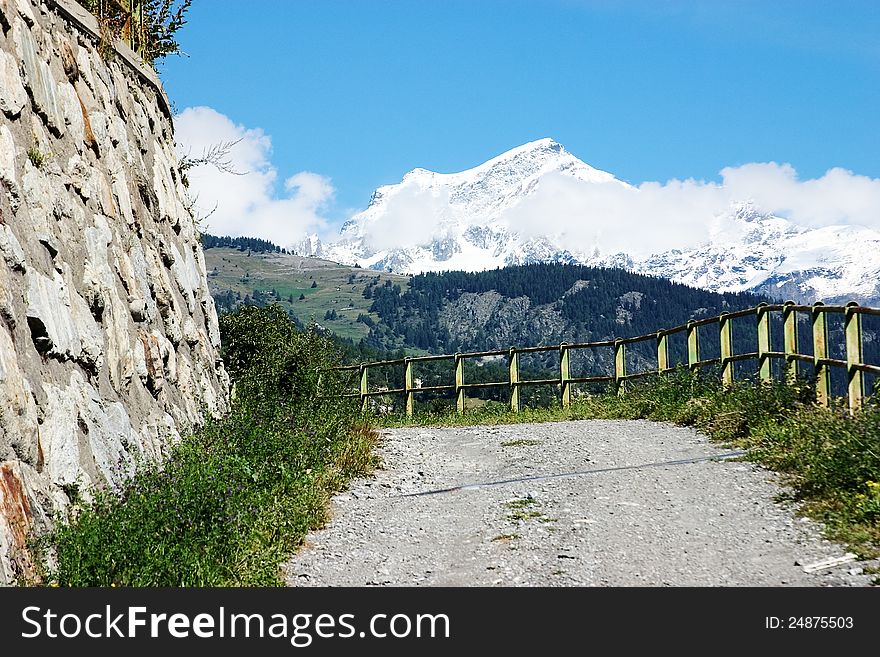 Small road in the mountains of Aosta. Small road in the mountains of Aosta