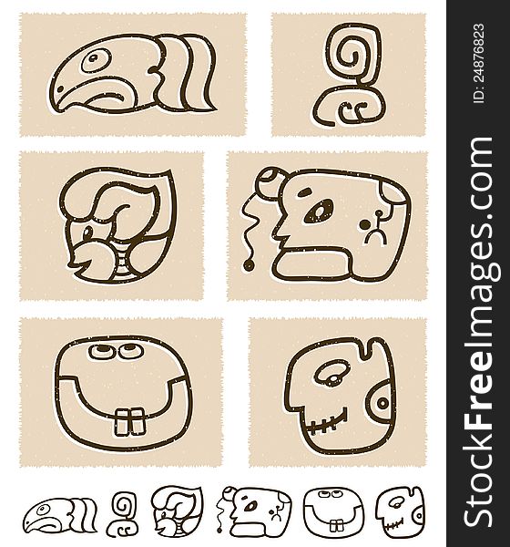 Vector illustration of aztec style funny emblems collection. Vector illustration of aztec style funny emblems collection