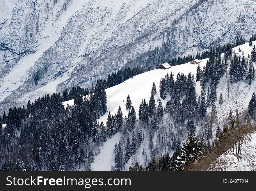 Ski hill in the mountains near Berchdesgaden