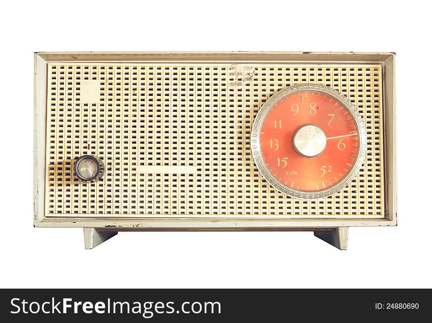 Retro radio isolated on white background