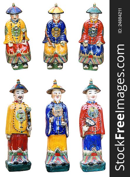 Chinese ceramic figurines in sitting and standing