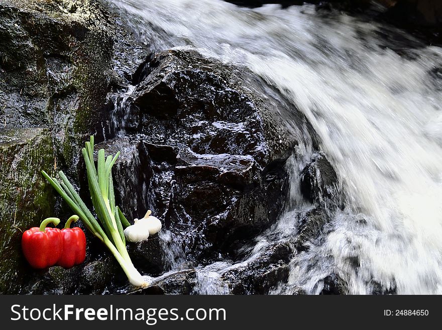 Vegetables at the waterfall