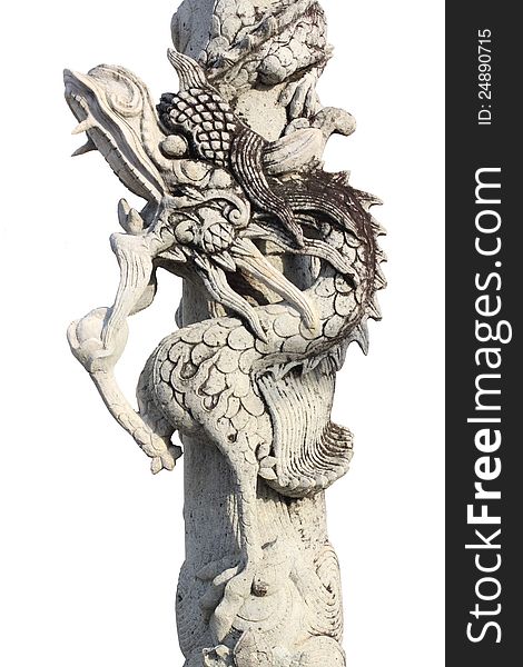 Dragon statue on white background in chinese temple