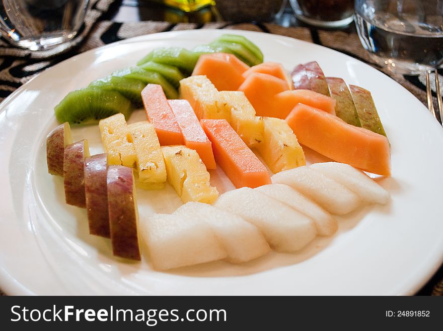 Variety of fruits served in a plate