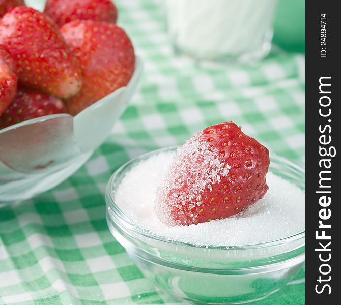 Strawberries in a glass bowl