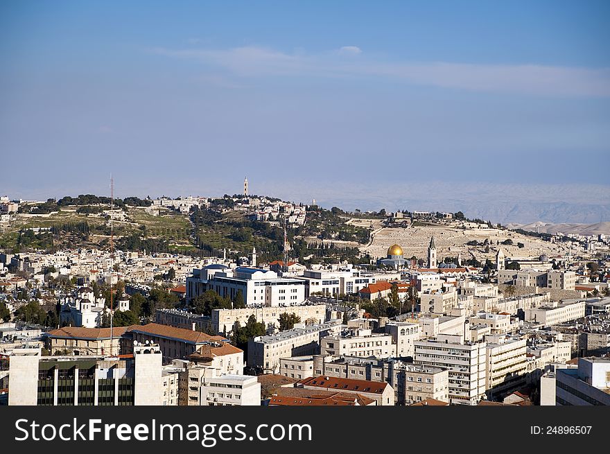 Jerusalem landscape from the highest spot of city center. Jerusalem landscape from the highest spot of city center