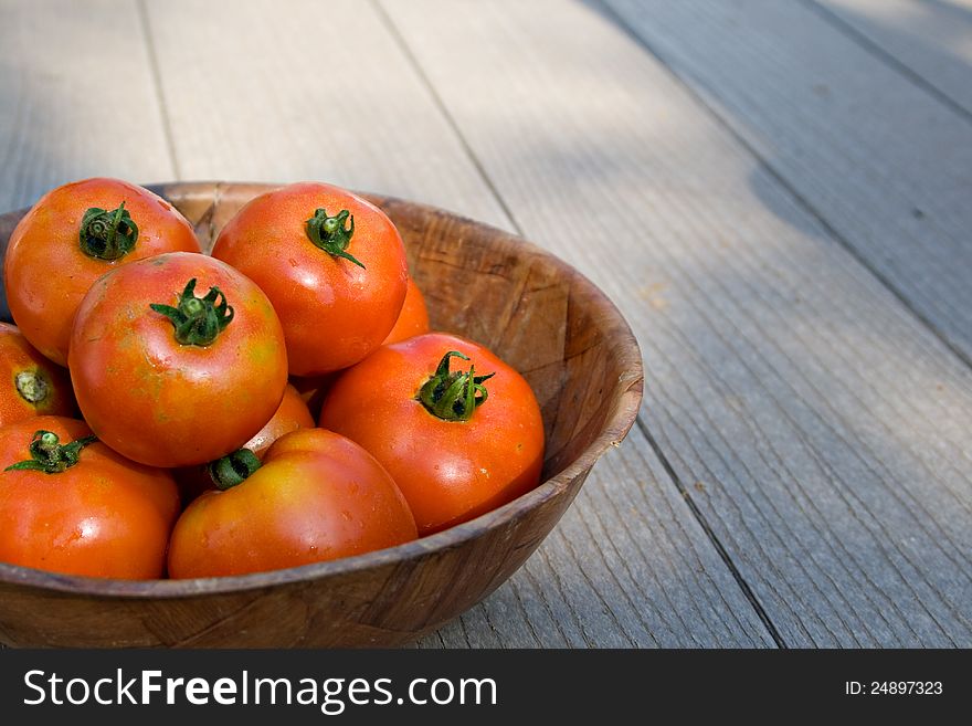 Fresh tomatos in a bowl. Fresh tomatos in a bowl