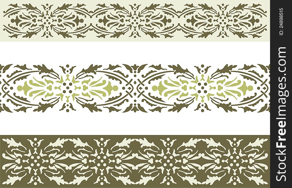 Vector drawing of a fragments  of a decorative borders.