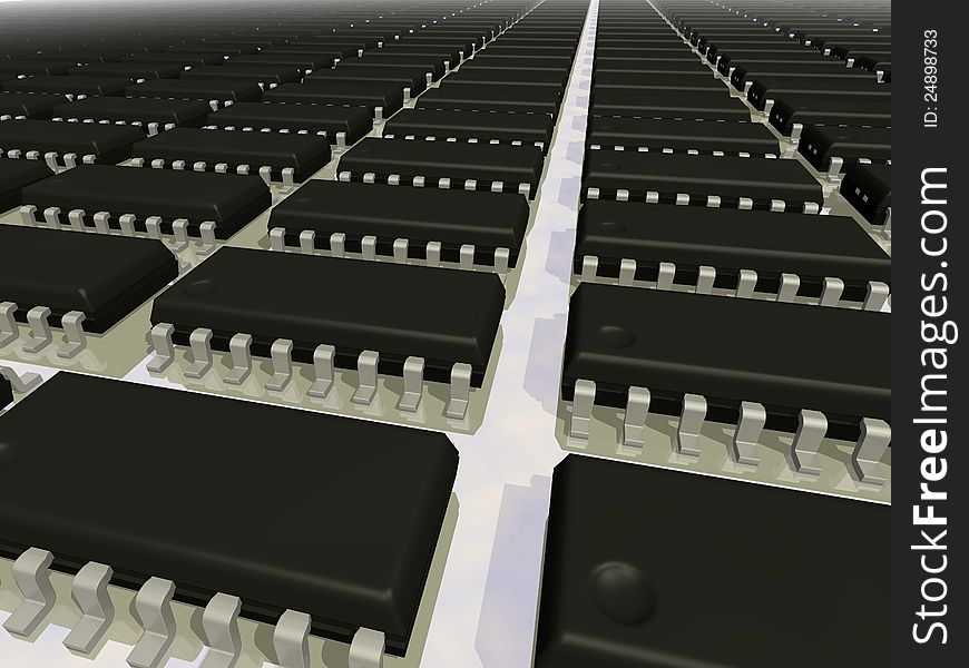 Array Of SOIC 16N Components