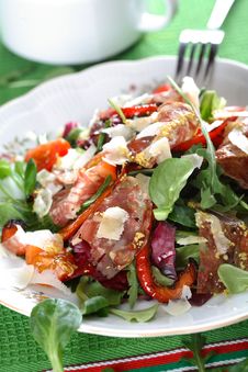 Mixed Salad With Salami Royalty Free Stock Photography Mixed Salad With Salami Royalty Free Stock Photography