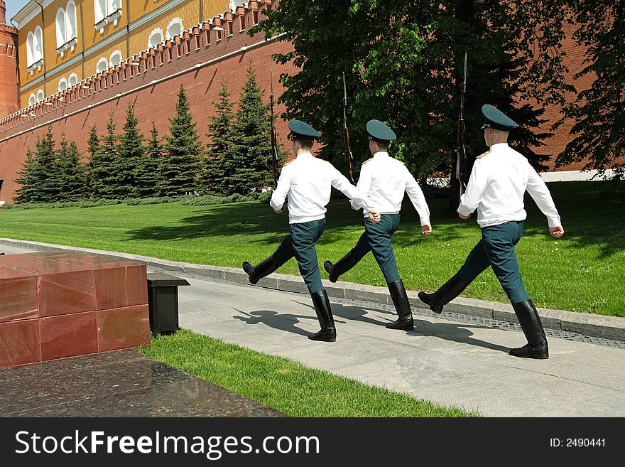 Changing guards of honour in Moscow Kremlin. Changing guards of honour in Moscow Kremlin