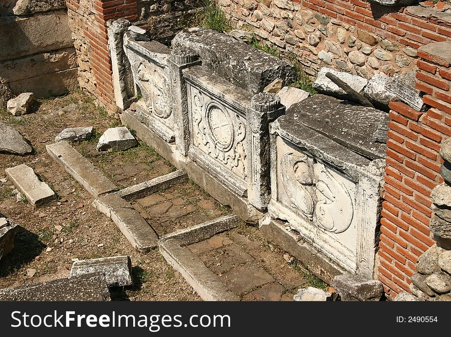 Ruins of the ancient city Heraclea, Landmark in Macedonia.