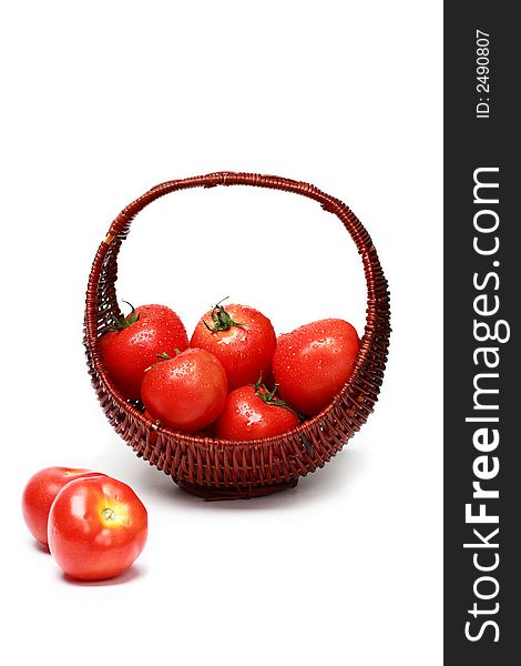 Fresh tomatoes in a basket