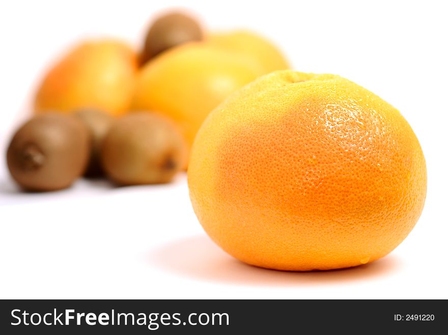 Set of tropical fruits isolated over white background