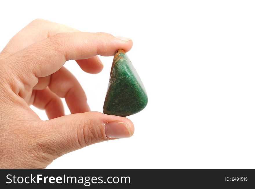 Hand Hold Lucky Green Stone