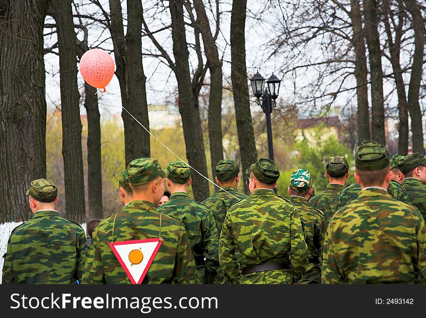 Group of soldiers walking in Vladimir town, Holiday 1-st May, (lens - 70-200/4). Group of soldiers walking in Vladimir town, Holiday 1-st May, (lens - 70-200/4).
