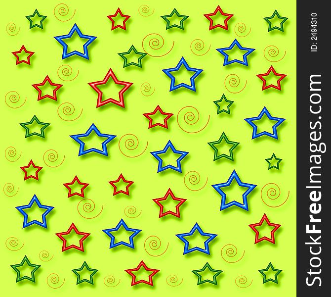 Stars and swirls scattered on yellow background. Stars and swirls scattered on yellow background