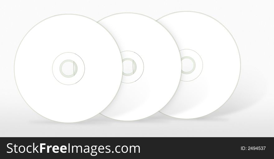 Three blank compact disc. (with clipping path). Three blank compact disc. (with clipping path)